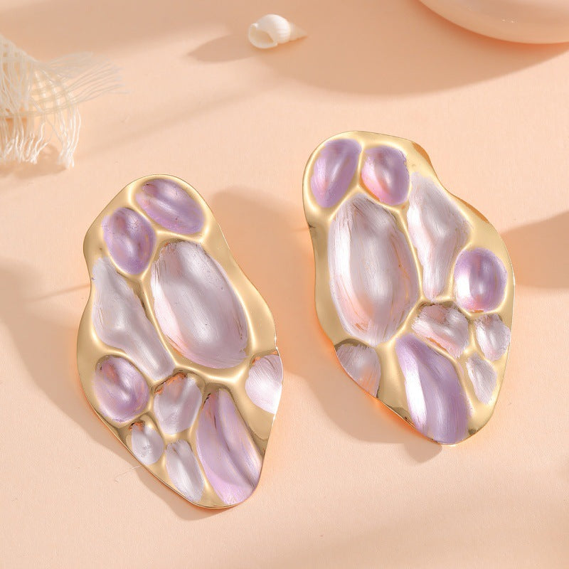 Ladies ear clips with elaborate, colorful shell design Calm Wears-https://detail.1688.com/offer/960470272237.html-Calm Wears-Style 4-Calm Wears