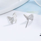 Ladies earrings in an elegant butterfly design with sparkling zirconia Calm Wears-https://detail.1688.com/offer/674094472601.html-Calm Wears-Platinum-925-Calm Wears