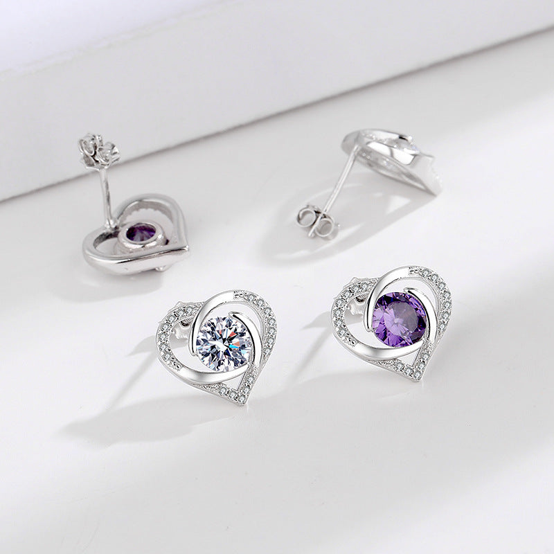 Ladies earrings in elegant heart design with shimmering zirconia Calm Wears-https://detail.1688.com/offer/672191734802.html-Calm Wears-White-925-Calm Wears