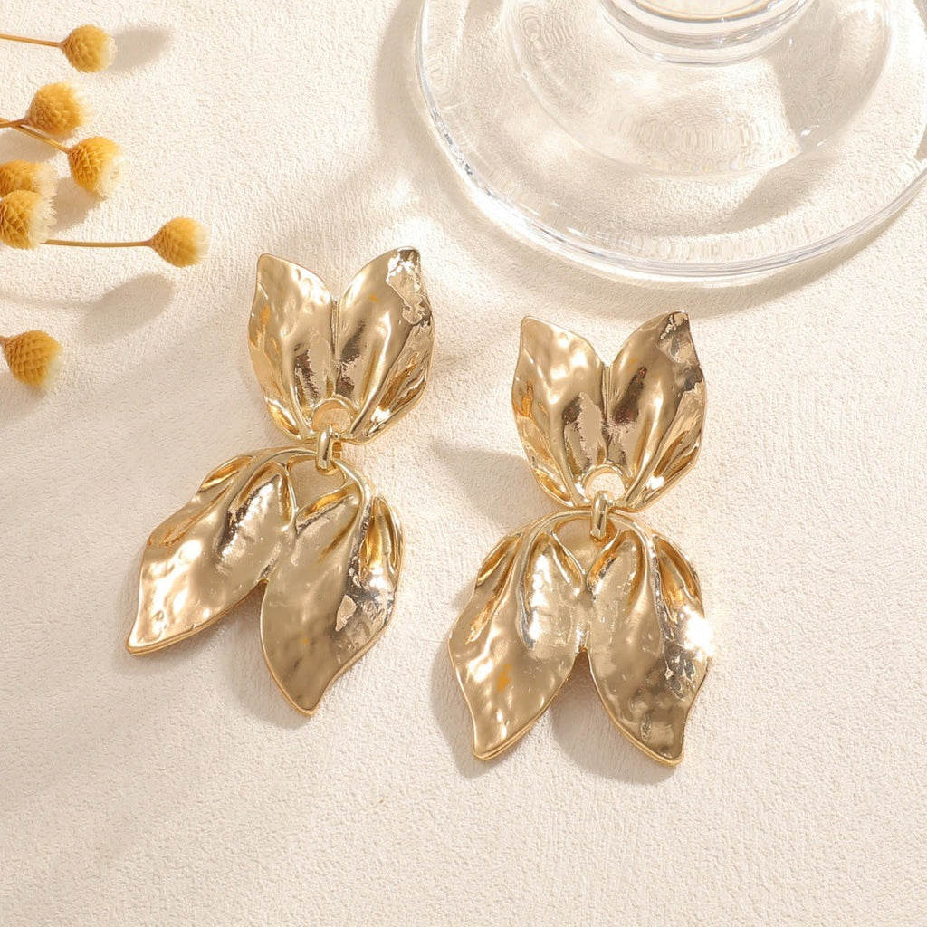 Ladies earrings in elegant leaf design Calm Wears-https://detail.1688.com/offer/963159850239.html-Calm Wears-Gold-Calm Wears