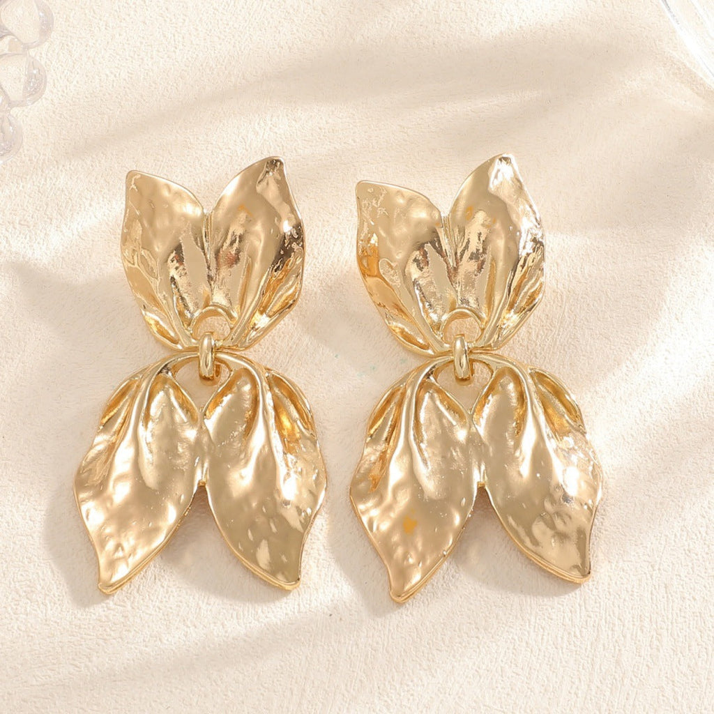Ladies earrings in elegant leaf design Calm Wears-https://detail.1688.com/offer/963159850239.html-Calm Wears-Gold-Calm Wears