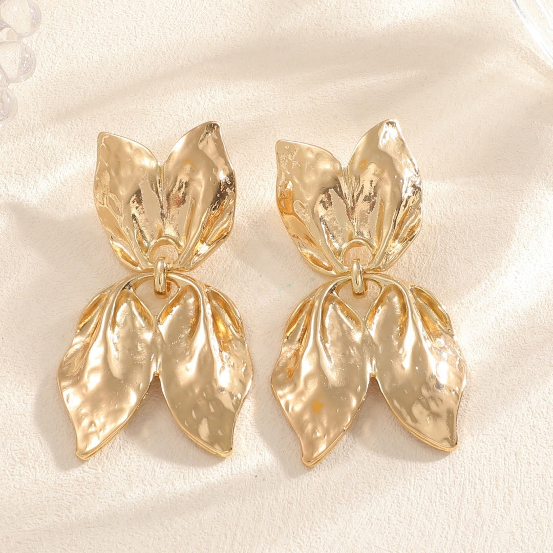 Ladies earrings in elegant leaf design Calm Wears-https://detail.1688.com/offer/963159850239.html-Calm Wears-Gold-Calm Wears