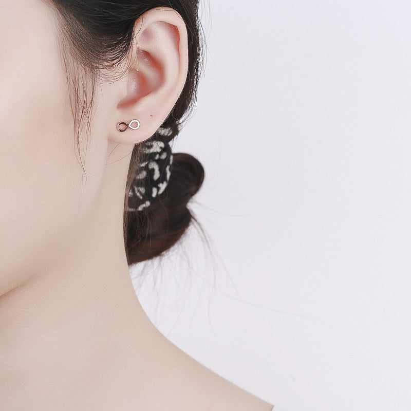 Ladies earrings in infinity design made of high-quality material Calm Wears-https://detail.1688.com/offer/662699795366.html-Calm Wears-Rose gold-925-Calm Wears