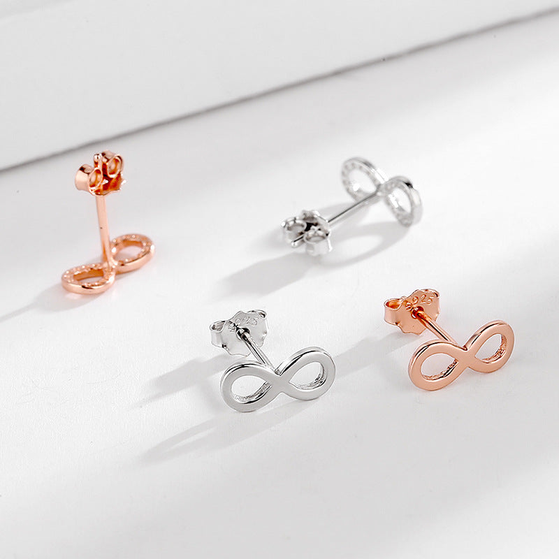 Ladies earrings in infinity design made of high-quality material Calm Wears-https://detail.1688.com/offer/662699795366.html-Calm Wears-Rose gold-925-Calm Wears