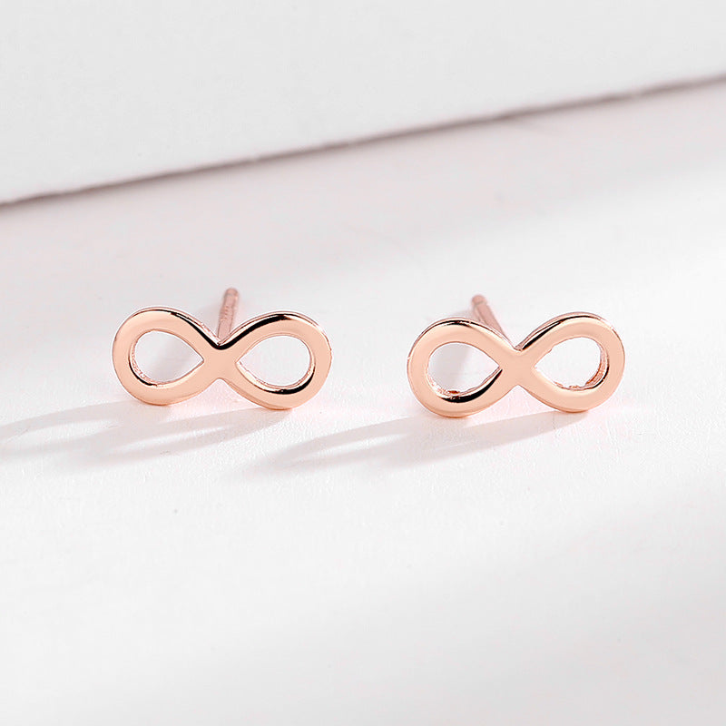 Ladies earrings in infinity design made of high-quality material Calm Wears-https://detail.1688.com/offer/662699795366.html-Calm Wears-Rose gold-925-Calm Wears