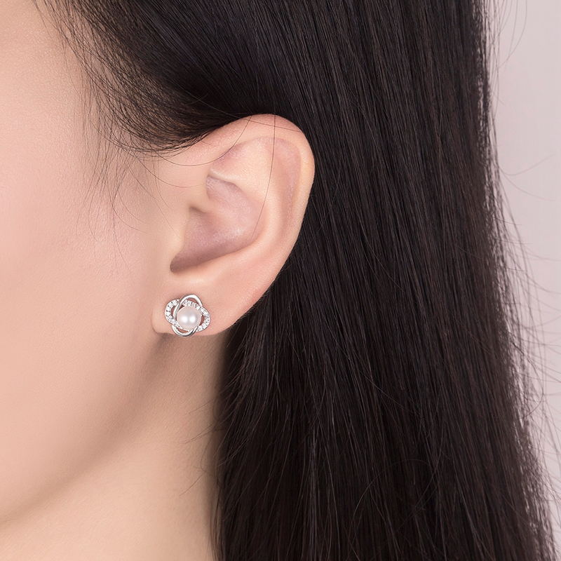 Ladies earrings with artistic pearl design and sparkling zirconia Calm Wears-https://detail.1688.com/offer/730612846523.html-Calm Wears-Perle-925-Calm Wears
