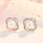 Ladies earrings with artistic pearl design and sparkling zirconia Calm Wears-https://detail.1688.com/offer/730612846523.html-Calm Wears-Perle-925-Calm Wears