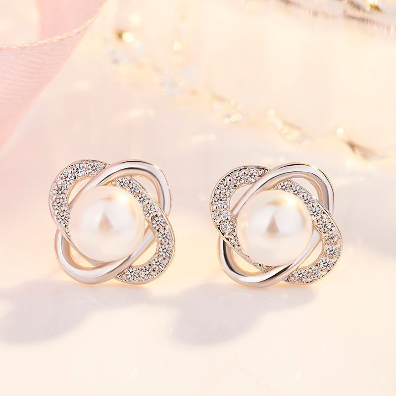 Ladies earrings with artistic pearl design and sparkling zirconia Calm Wears-https://detail.1688.com/offer/730612846523.html-Calm Wears-Perle-925-Calm Wears