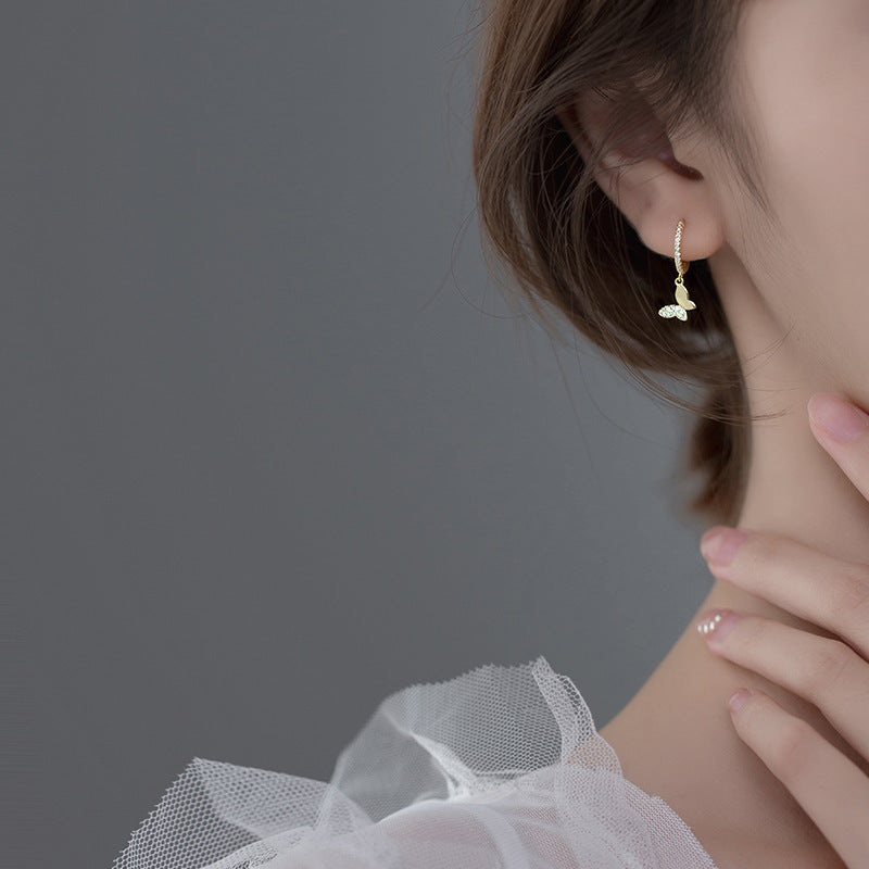 Ladies earrings with elegant butterfly design and sparkling details Calm Wears-https://detail.1688.com/offer/738777302314.html-Calm Wears-Gold-925-Calm Wears