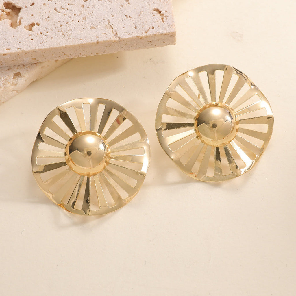 Ladies fashionable statement earrings with luxurious, geometric design Calm Wears-https://detail.1688.com/offer/992082391696.html-Calm Wears-Gold-Calm Wears