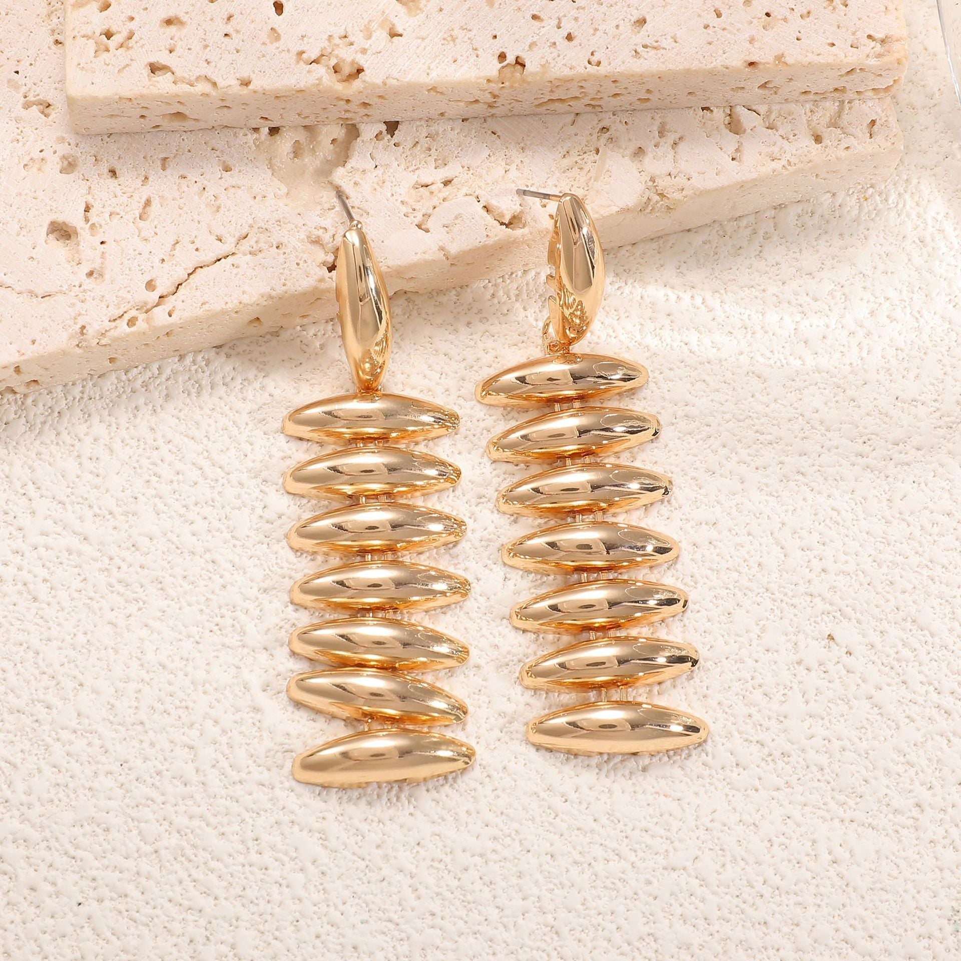 Ladies Hanging Earrings in Modern Spiral Design Calm Wears-https://detail.1688.com/offer/1057822015792.html-Calm Wears-Gold-Calm Wears