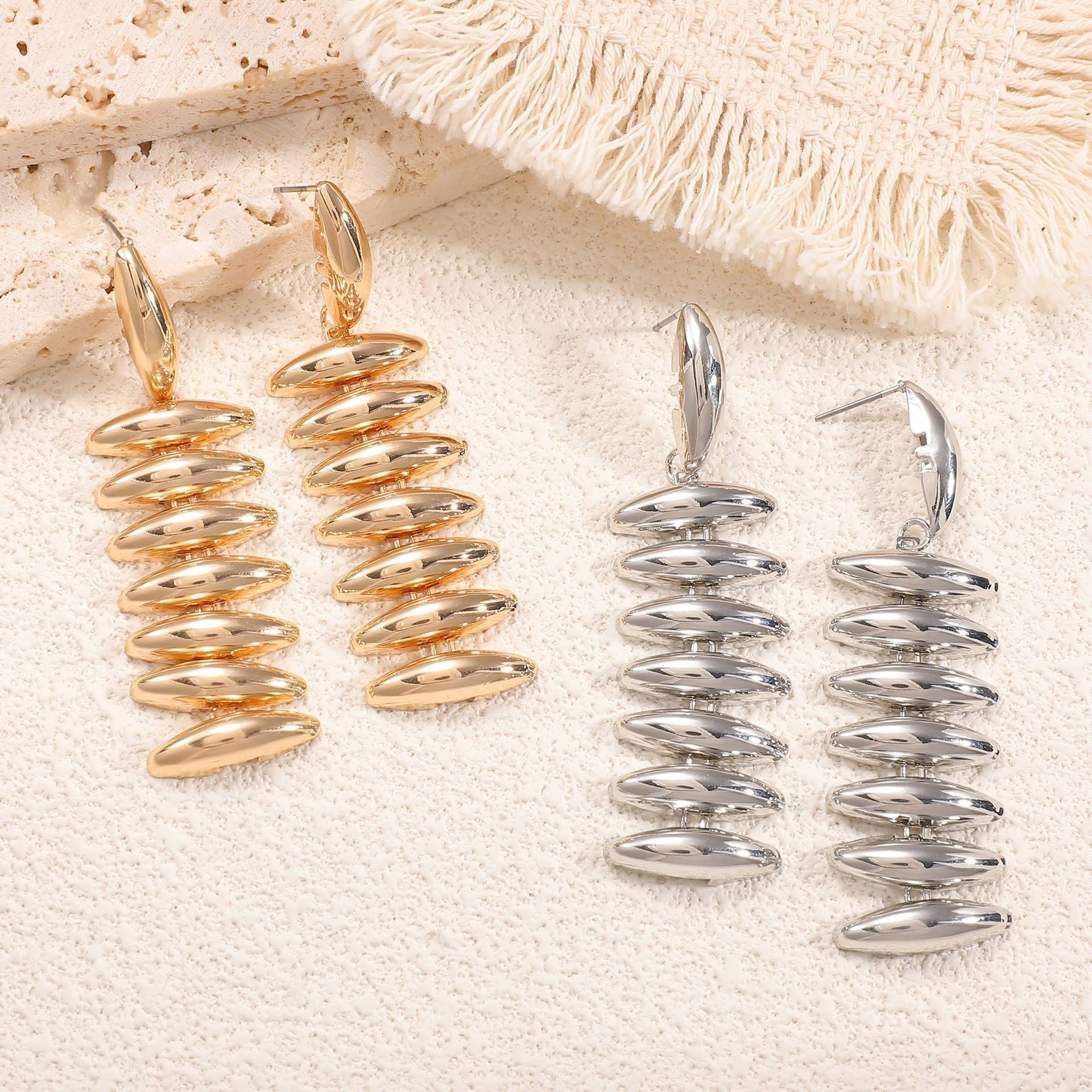 Ladies Hanging Earrings in Modern Spiral Design Calm Wears-https://detail.1688.com/offer/1057822015792.html-Calm Wears-White-Calm Wears