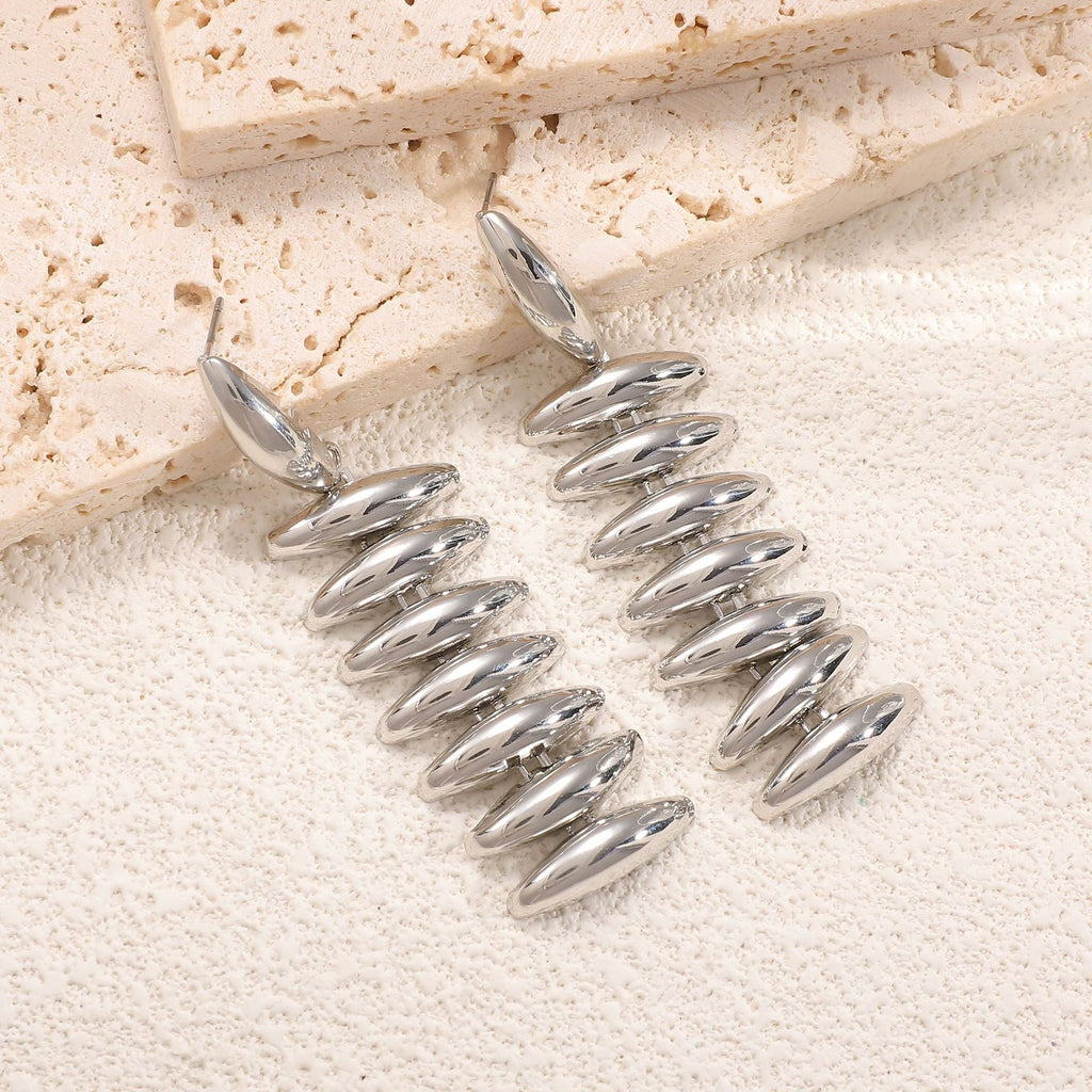 Ladies Hanging Earrings in Modern Spiral Design Calm Wears-https://detail.1688.com/offer/1057822015792.html-Calm Wears-White-Calm Wears
