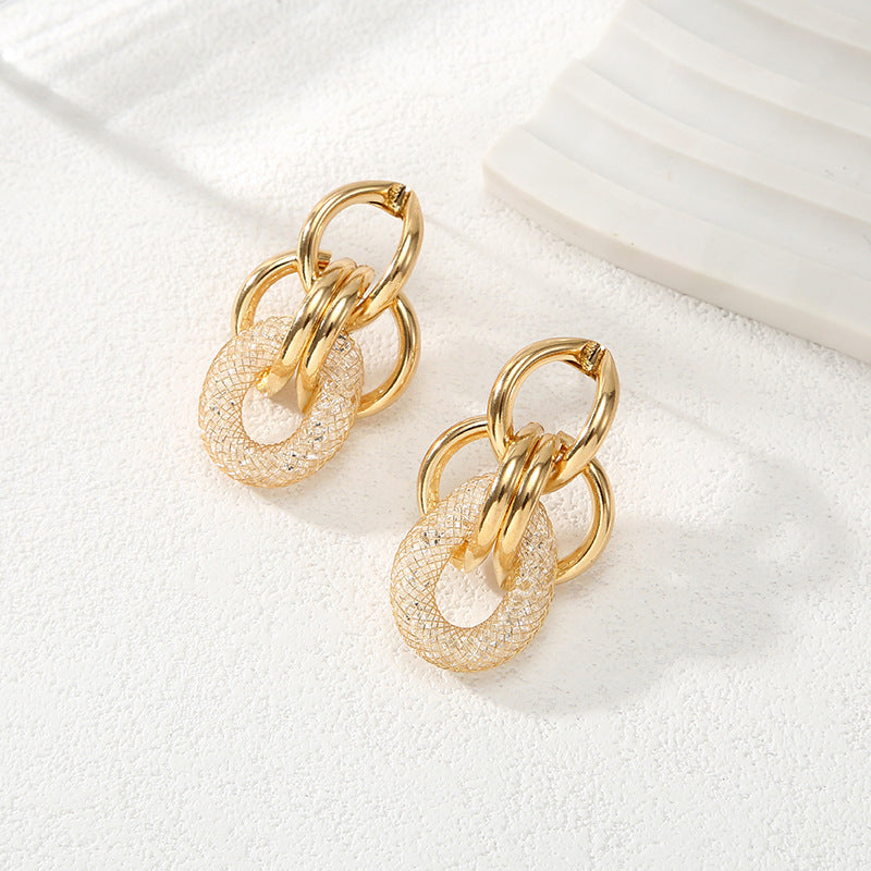 Ladies Hanging Earrings with Innovative, Gold-colored Design Calm Wears-https://detail.1688.com/offer/729783916148.html-Calm Wears-Rot-Calm Wears