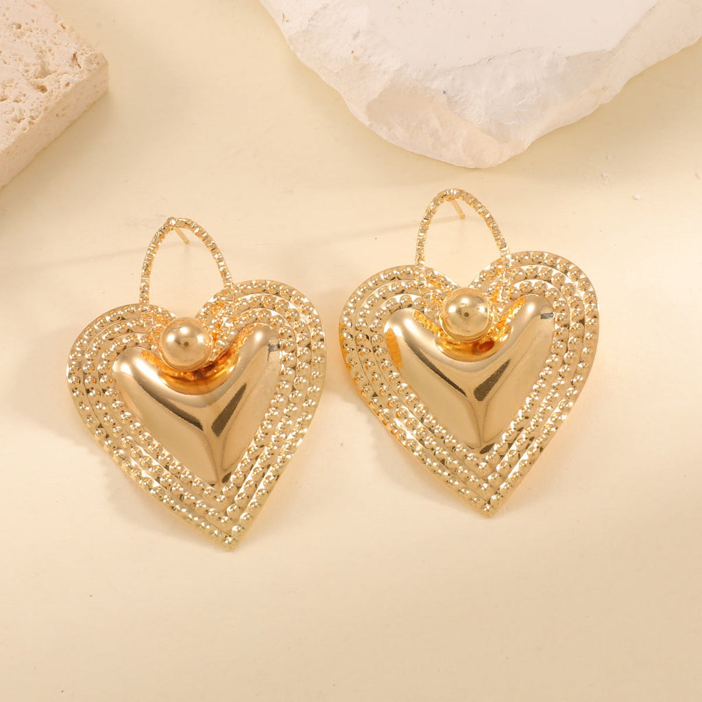 Ladies Heart-Shaped Earrings with Sparkling Zircon Decorations Calm Wears-https://detail.1688.com/offer/1030576132764.html-Calm Wears-Silver-Calm Wears