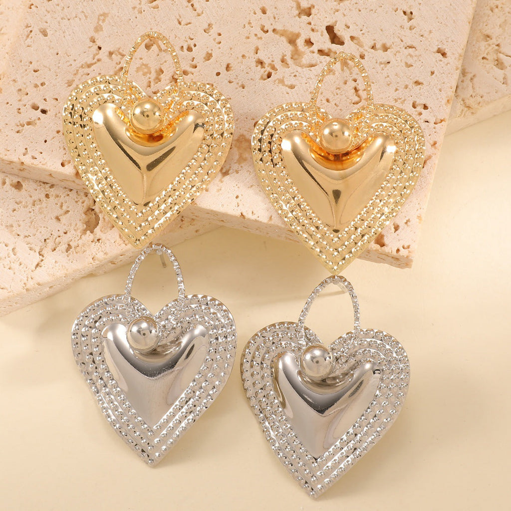 Ladies Heart-Shaped Earrings with Sparkling Zircon Decorations Calm Wears-https://detail.1688.com/offer/1030576132764.html-Calm Wears-Silver-Calm Wears