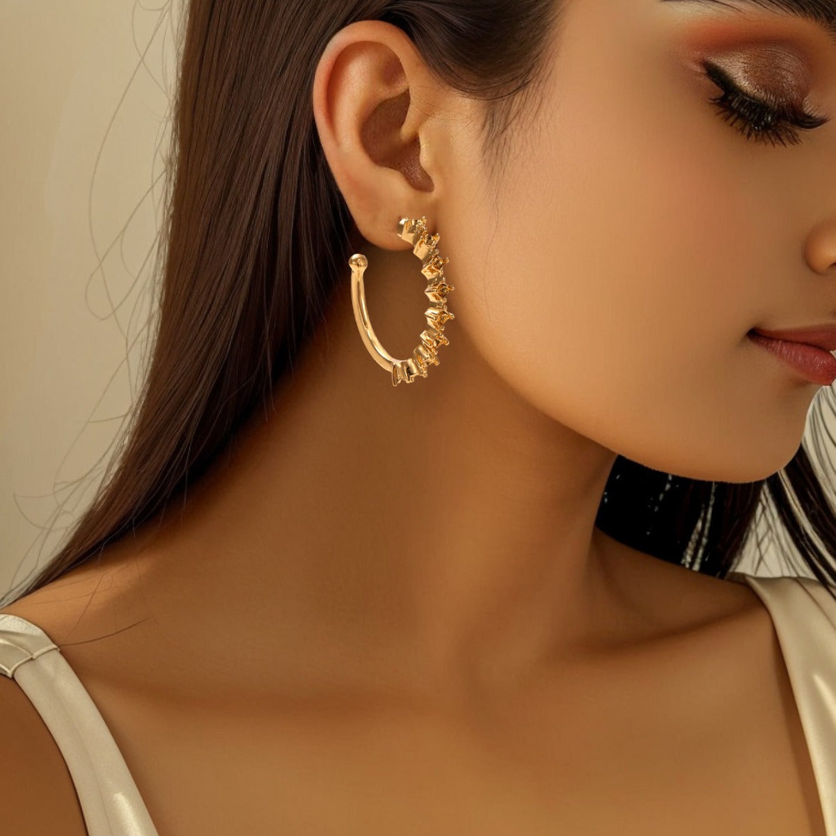 Ladies hoop earrings with intricate structures Calm Wears-https://detail.1688.com/offer/810382474481.html-Calm Wears-Gold yellow-Calm Wears