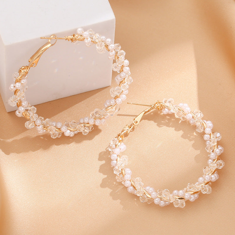 Ladies hoop earrings with luxurious pearl accents and elegant, twisted design Calm Wears-https://detail.1688.com/offer/729279634937.html-Calm Wears-Calm Wears