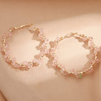 Ladies hoop earrings with luxurious pearl accents and elegant, twisted design Calm Wears-https://detail.1688.com/offer/729279634937.html-Calm Wears-Beige-Calm Wears
