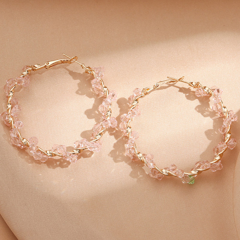 Ladies hoop earrings with luxurious pearl accents and elegant, twisted design Calm Wears-https://detail.1688.com/offer/729279634937.html-Calm Wears-Beige-Calm Wears