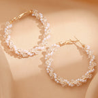Ladies hoop earrings with luxurious pearl accents and elegant, twisted design Calm Wears-https://detail.1688.com/offer/729279634937.html-Calm Wears-Beige-Calm Wears