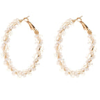 Ladies hoop earrings with luxurious pearl accents and elegant, twisted design Calm Wears-https://detail.1688.com/offer/729279634937.html-Calm Wears-Beige-Calm Wears