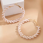 Ladies hoop earrings with luxurious pearl accents and elegant, twisted design Calm Wears-https://detail.1688.com/offer/729279634937.html-Calm Wears-Beige-Calm Wears