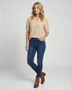 Ladies Lace Embroidery Blouse Top with Puff Sleeves-https://detail.1688.com/offer/910959158930.html-Calm Wears-Cream-S-Calm Wears