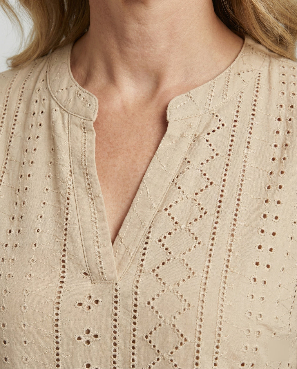 Ladies Lace Embroidery Blouse Top with Puff Sleeves-https://detail.1688.com/offer/910959158930.html-Calm Wears-Cream-S-Calm Wears