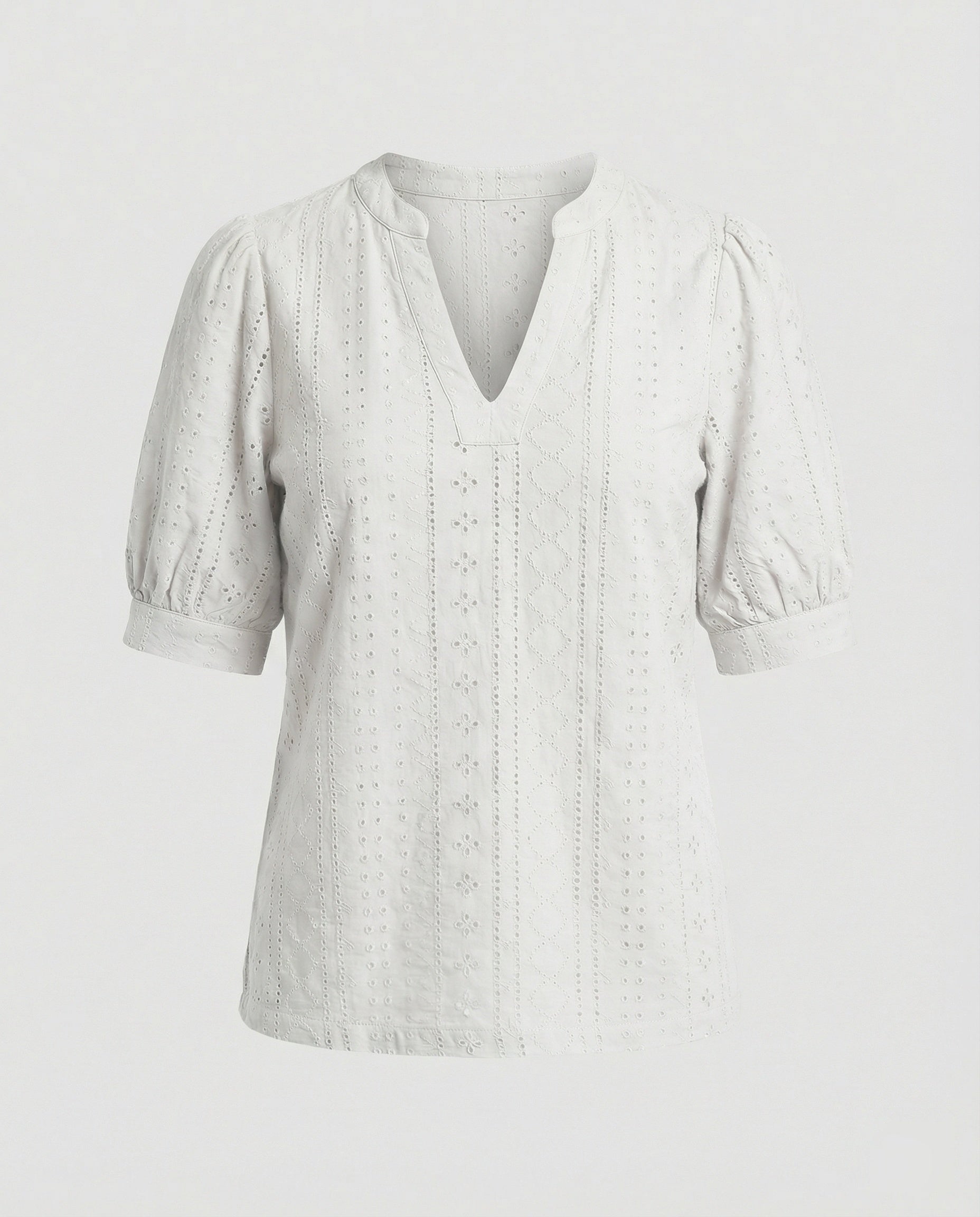 Ladies Lace Embroidery Blouse Top with Puff Sleeves-https://detail.1688.com/offer/910959158930.html-Calm Wears-White-S-Calm Wears