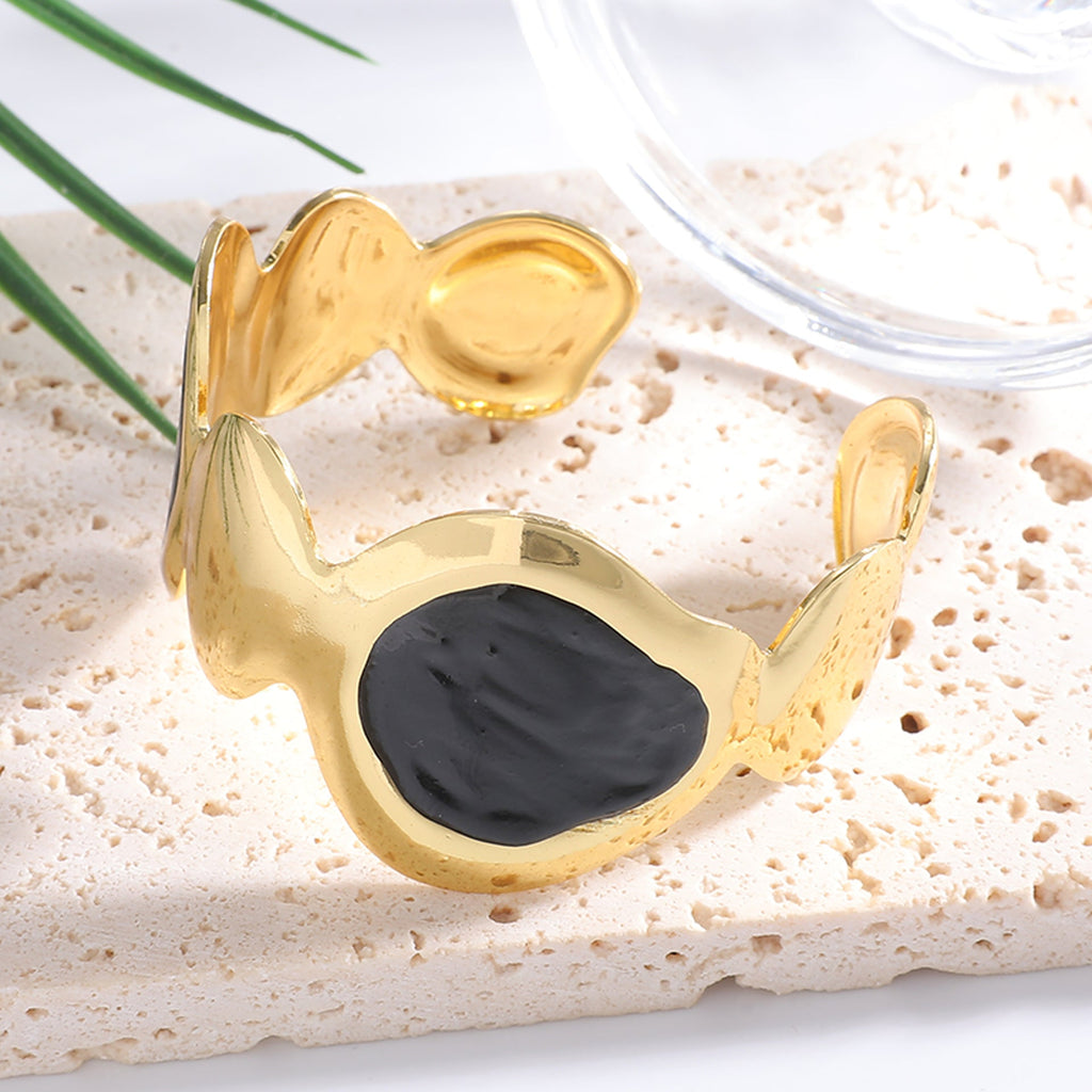 Ladies Open Bangle with Artistic, Curved Design Calm Wears-https://detail.1688.com/offer/1059324508480.html-Calm Wears-Black-Calm Wears