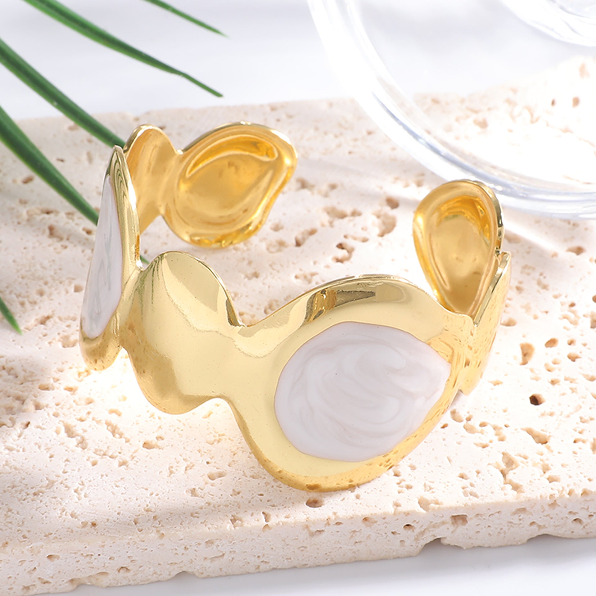 Ladies Open Bangle with Artistic, Curved Design Calm Wears-https://detail.1688.com/offer/1059324508480.html-Calm Wears-White-Calm Wears
