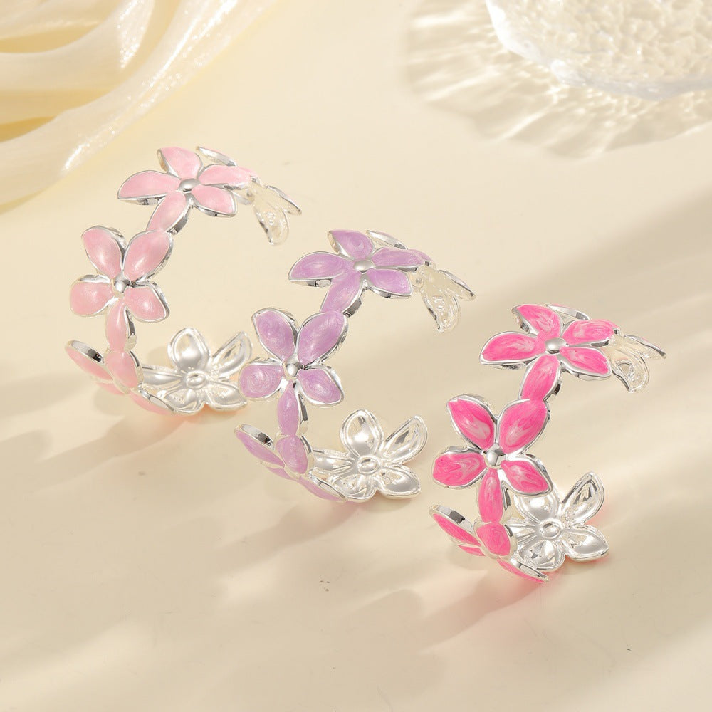 Ladies Open Bangle with Artistic Flower Design Calm Wears-https://detail.1688.com/offer/964912955523.html-Calm Wears-Style 3-Calm Wears
