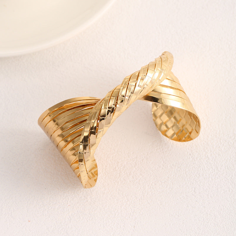 Ladies Open Bangle with Artistic Fold Design Calm Wears-https://detail.1688.com/offer/718477254994.html-Calm Wears-A-Variant-Calm Wears