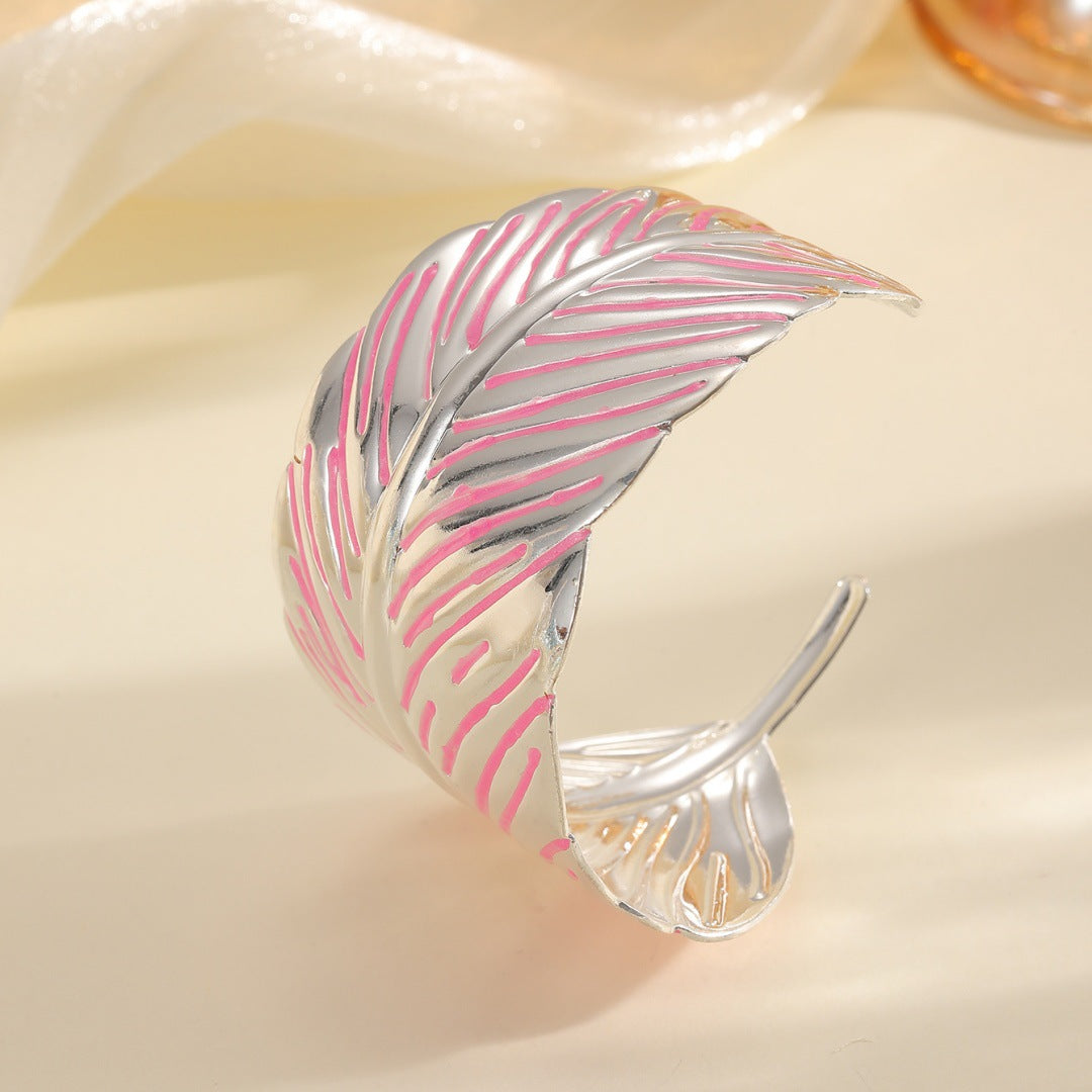 Ladies Open Cuff Bracelet in Tropical Leaf Design Calm Wears-https://detail.1688.com/offer/1038496447169.html-Calm Wears-Calm Wears
