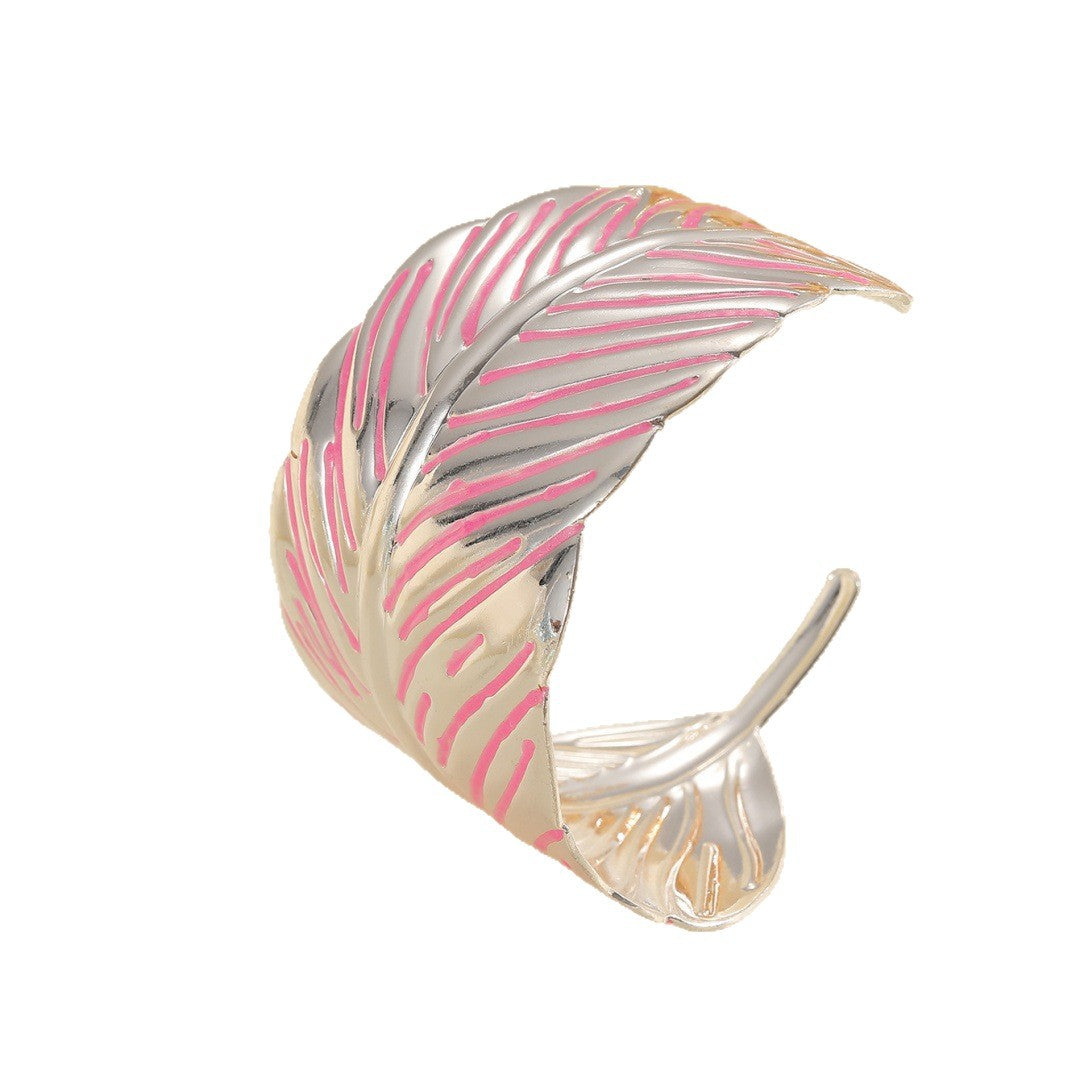 Ladies Open Cuff Bracelet in Tropical Leaf Design Calm Wears-https://detail.1688.com/offer/1038496447169.html-Calm Wears-Style 5-Calm Wears