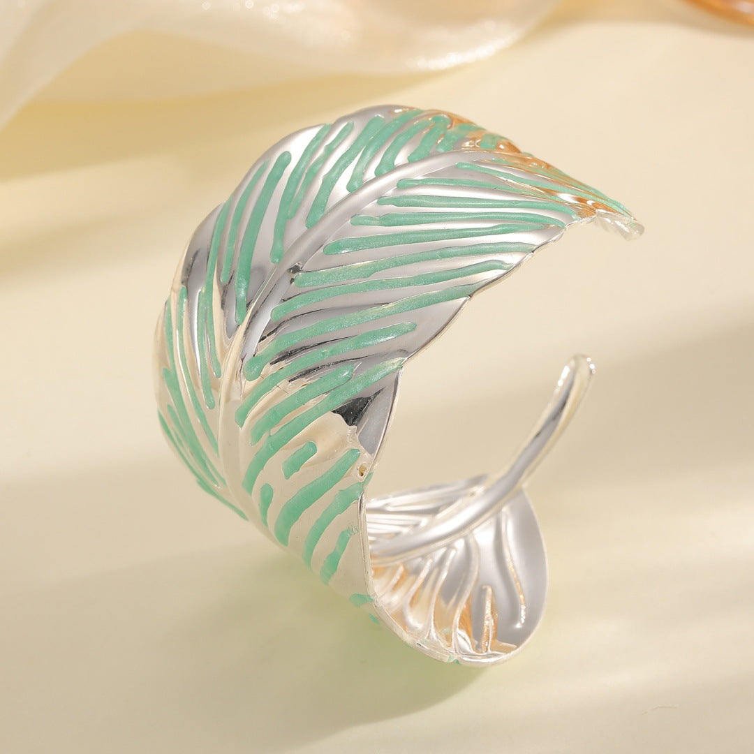 Ladies Open Cuff Bracelet in Tropical Leaf Design Calm Wears-https://detail.1688.com/offer/1038496447169.html-Calm Wears-Style 5-Calm Wears