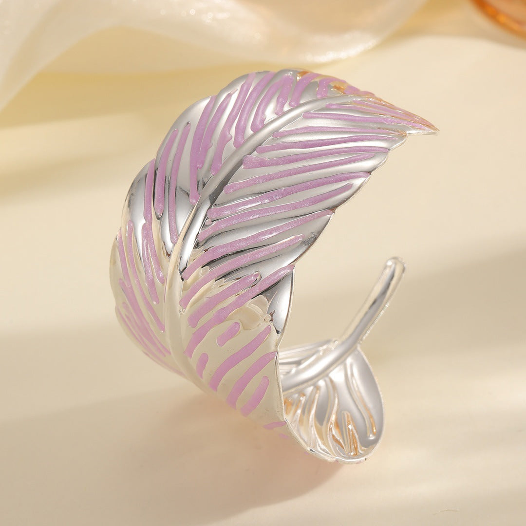 Ladies Open Cuff Bracelet in Tropical Leaf Design Calm Wears-https://detail.1688.com/offer/1038496447169.html-Calm Wears-Unknown-Calm Wears
