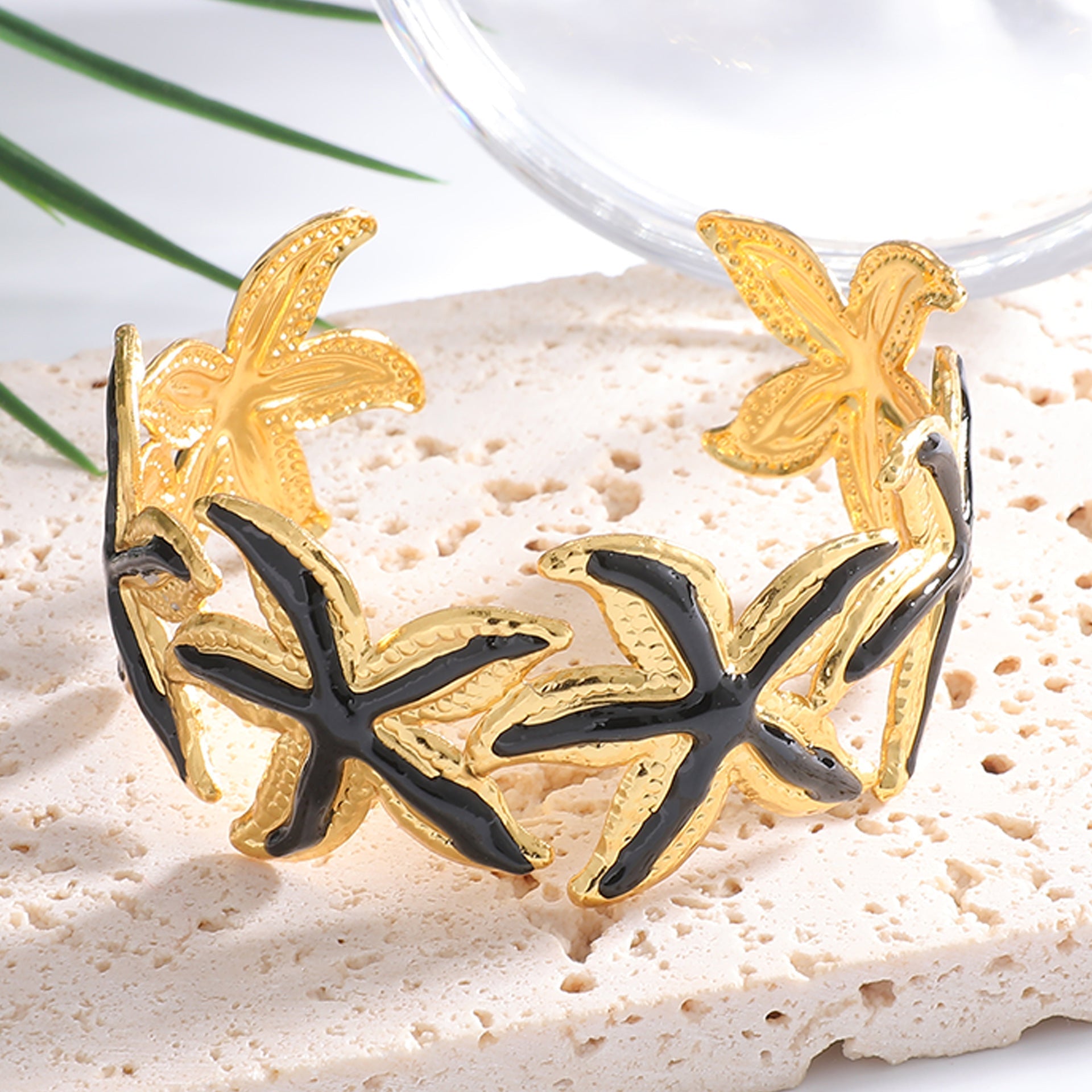 Ladies Open Cuff Bracelet with Expressive Star Motif Calm Wears-https://detail.1688.com/offer/1058217884636.html-Calm Wears-Black-Calm Wears