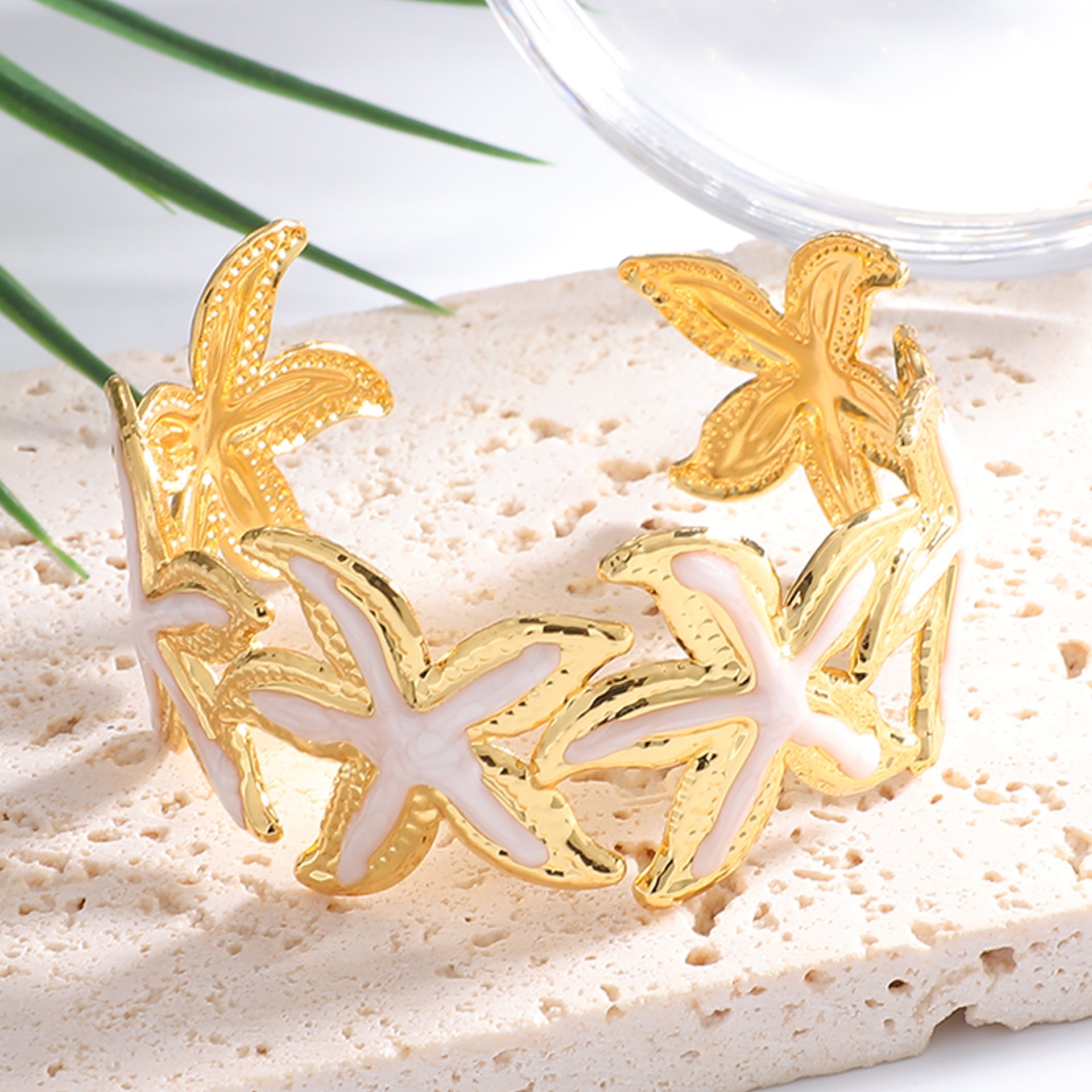 Ladies Open Cuff Bracelet with Expressive Star Motif Calm Wears-https://detail.1688.com/offer/1058217884636.html-Calm Wears-White-Calm Wears
