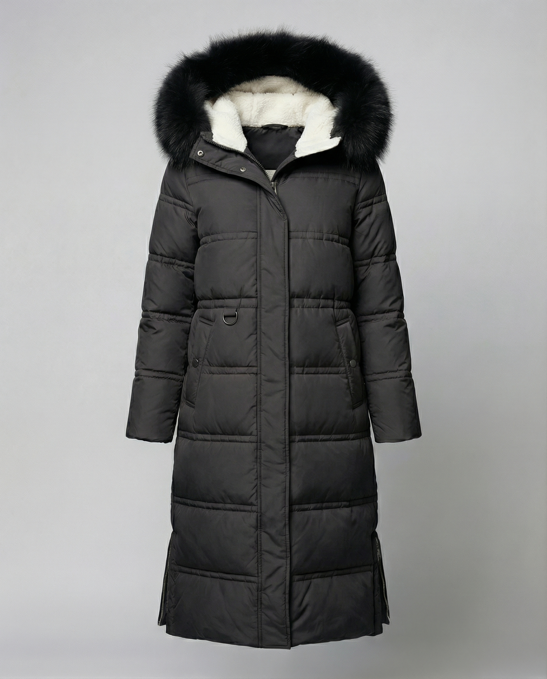 Long quilted coat women's winter-glamorix20240917-Calm Wears-Black-M-Calm Wears
