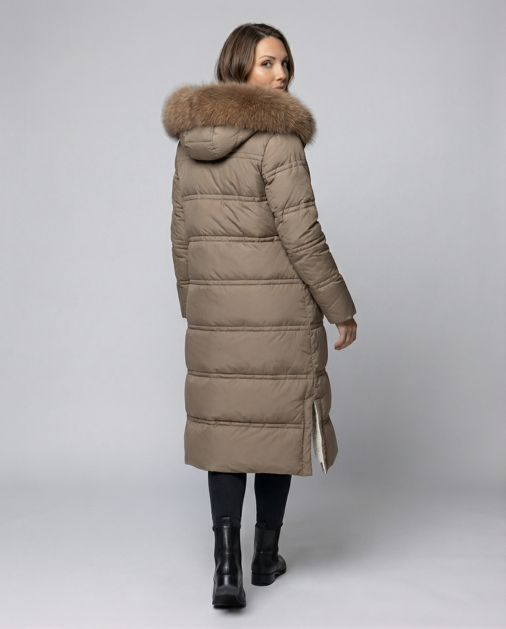 Long quilted coat women's winter-glamorix20240917-Calm Wears-Brown-M-Calm Wears