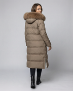Long quilted coat women's winter-glamorix20240917-Calm Wears-Brown-M-Calm Wears