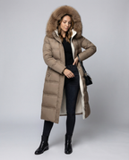 Long quilted coat women's winter-glamorix20240917-Calm Wears-Brown-M-Calm Wears