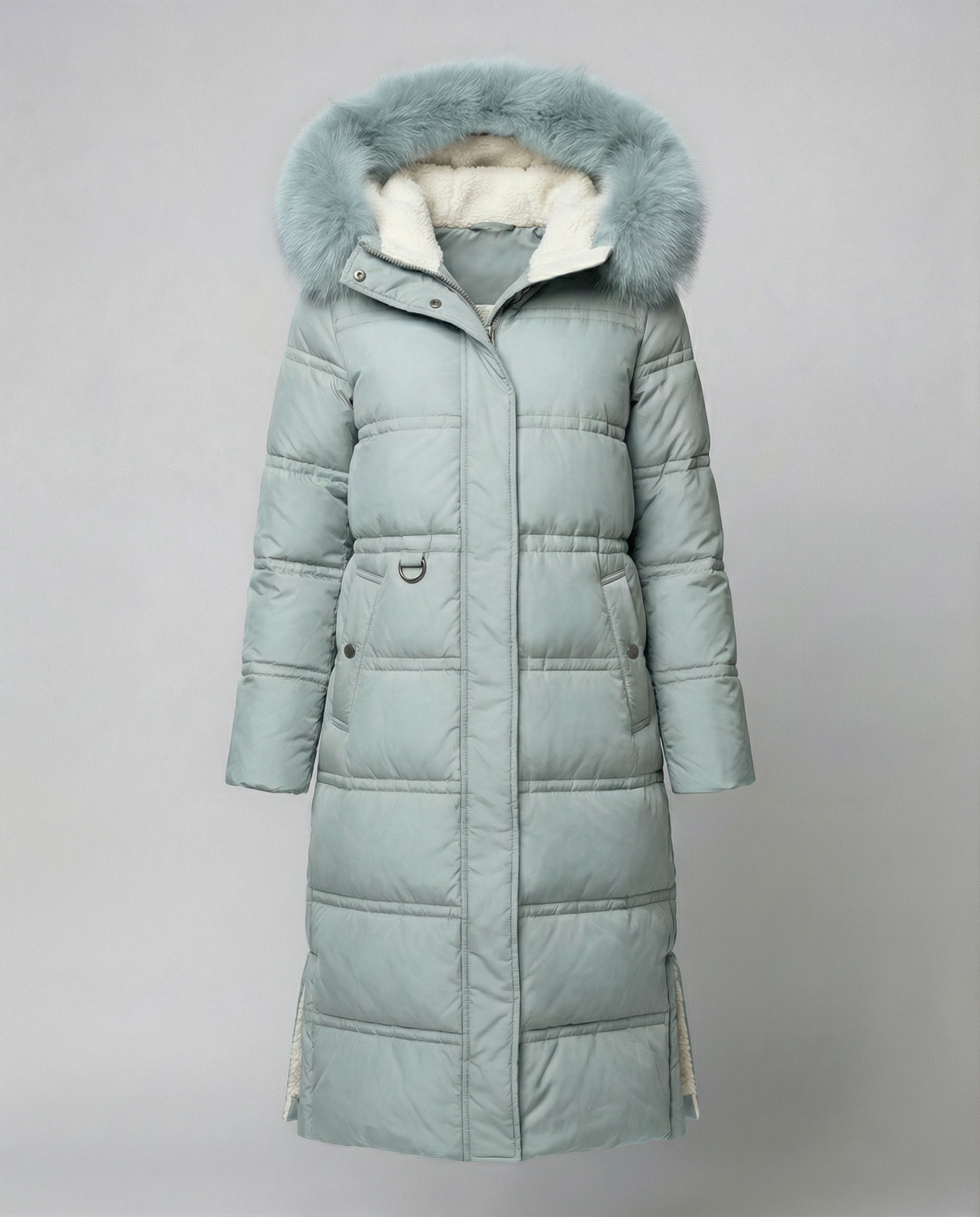 Long quilted coat women's winter-glamorix20240917-Calm Wears-Light blue-M-Calm Wears