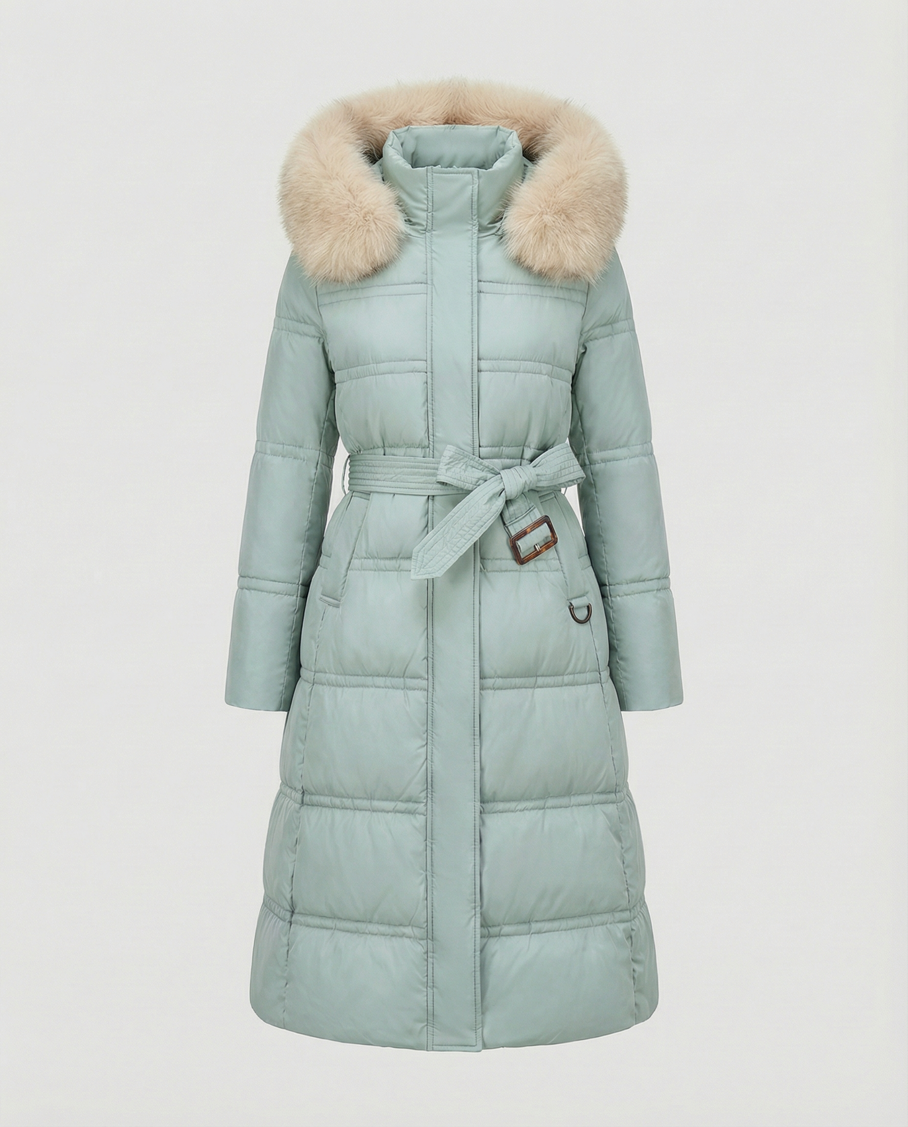 Long quilted coat women's winter-glamorix20240917-Calm Wears-Light blue with beige collar processing-M-Calm Wears
