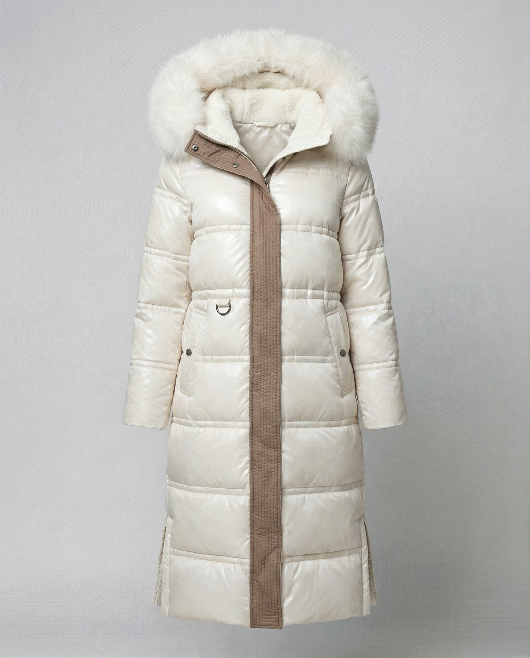 Long quilted coat women's winter-glamorix20240917-Calm Wears-White-M-Calm Wears