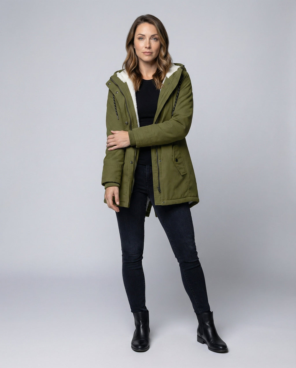 Luxurious women's winter coat-the goods hub20251115-Calm Wears-Green-S-Calm Wears