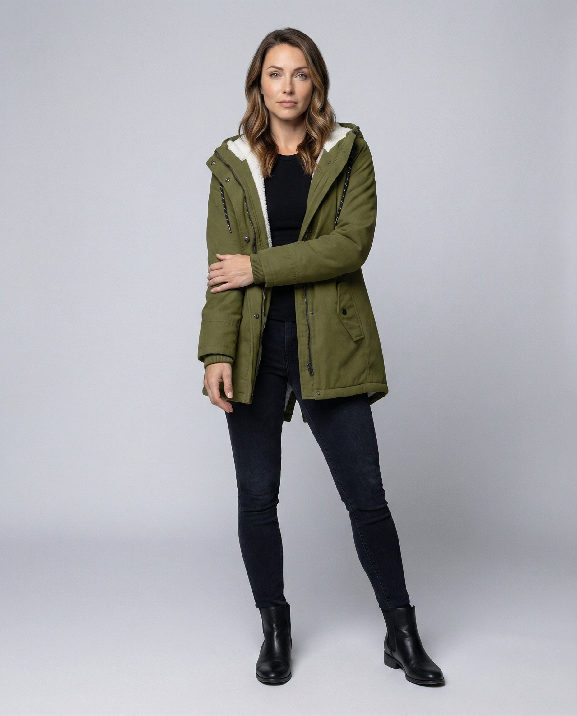 Luxurious women's winter coat-the goods hub20251115-Calm Wears-Green-S-Calm Wears