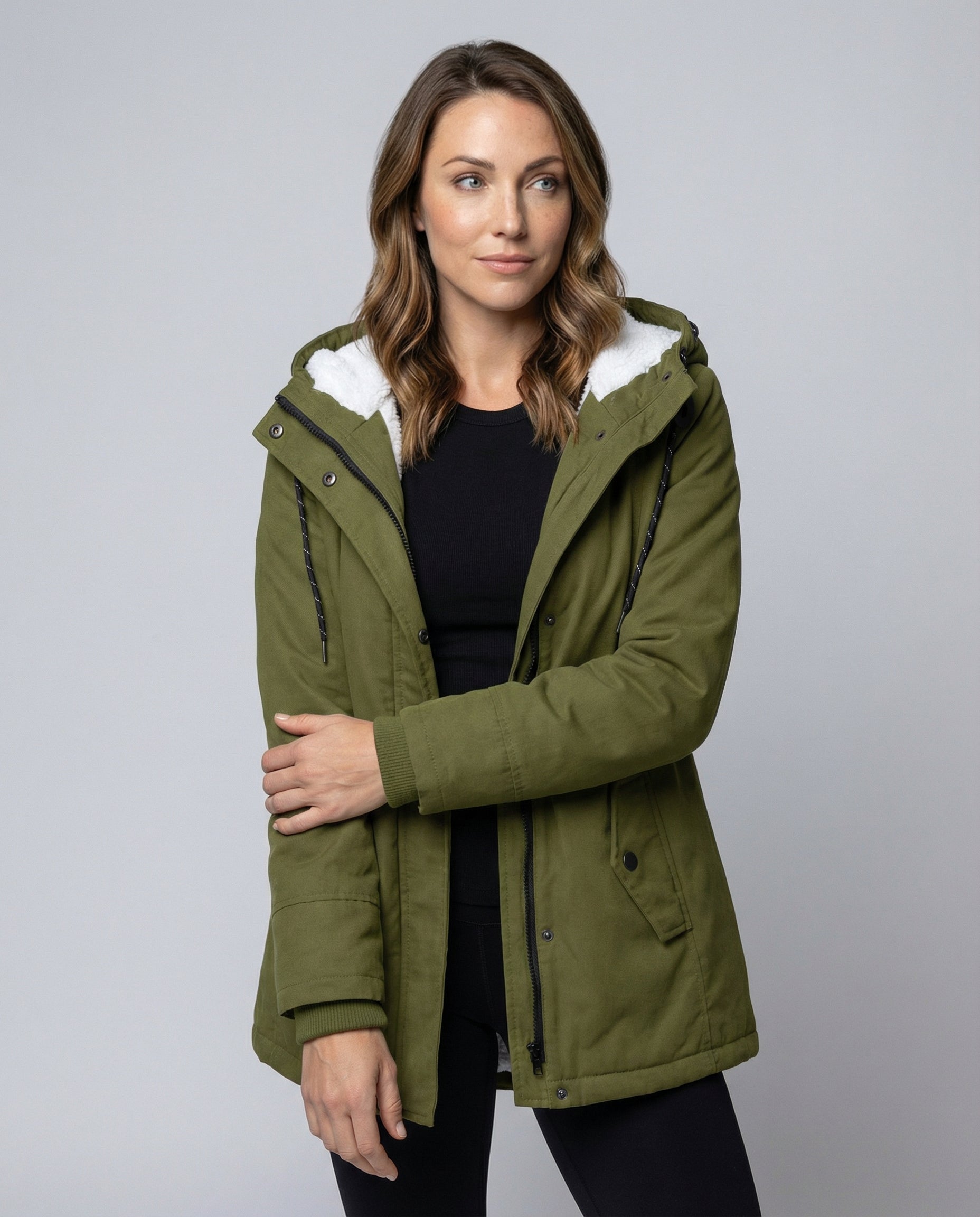 Luxurious women's winter coat-the goods hub20251115-Calm Wears-Green-S-Calm Wears